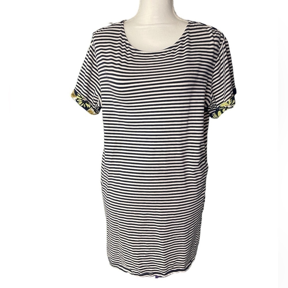 Joh Blue White Striped Oversized Pocket Tunic Top Women’s Medium